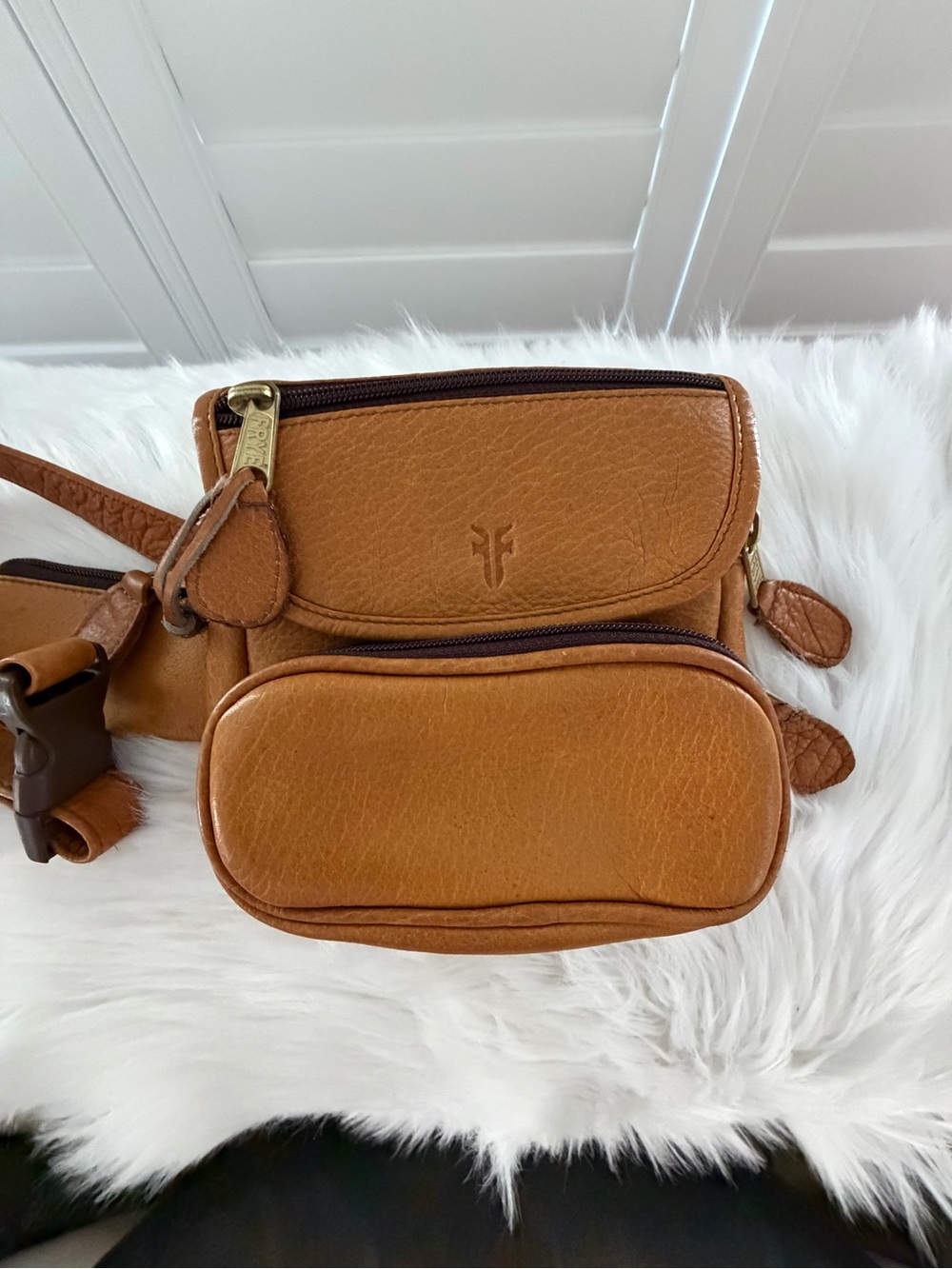 Frye Tan Leather Crossbody Belt Bag